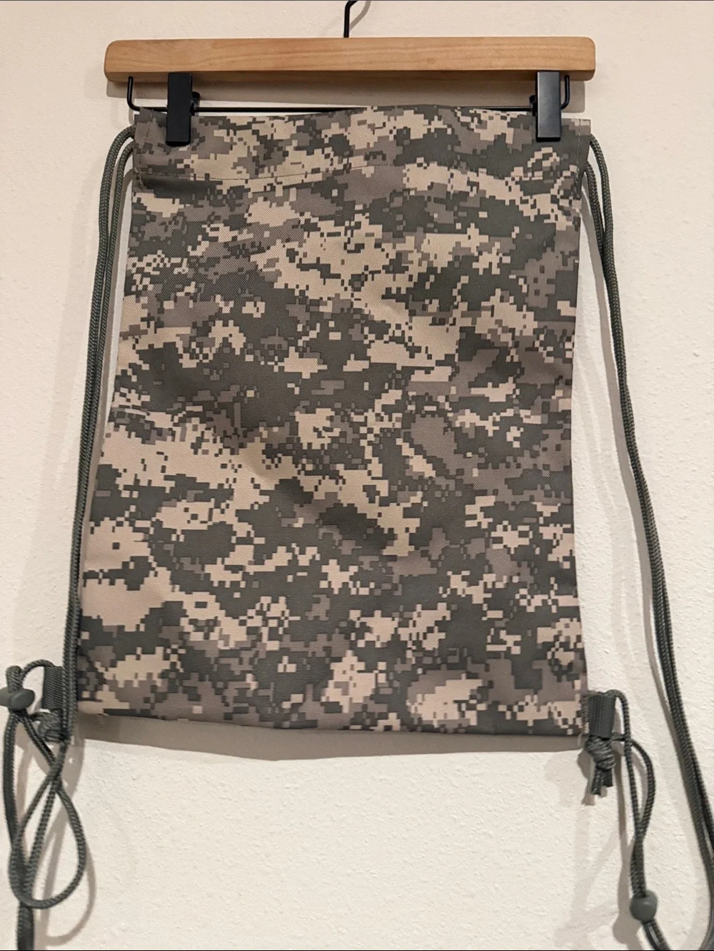 Camo Drawstring Backpack - Digital Woodland Print
